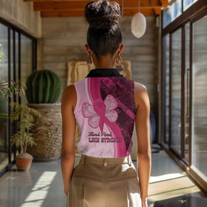 Breast Cancer Awareness Women Sleeveless Polo Shirt Think Pink - African Pattern - African Pride