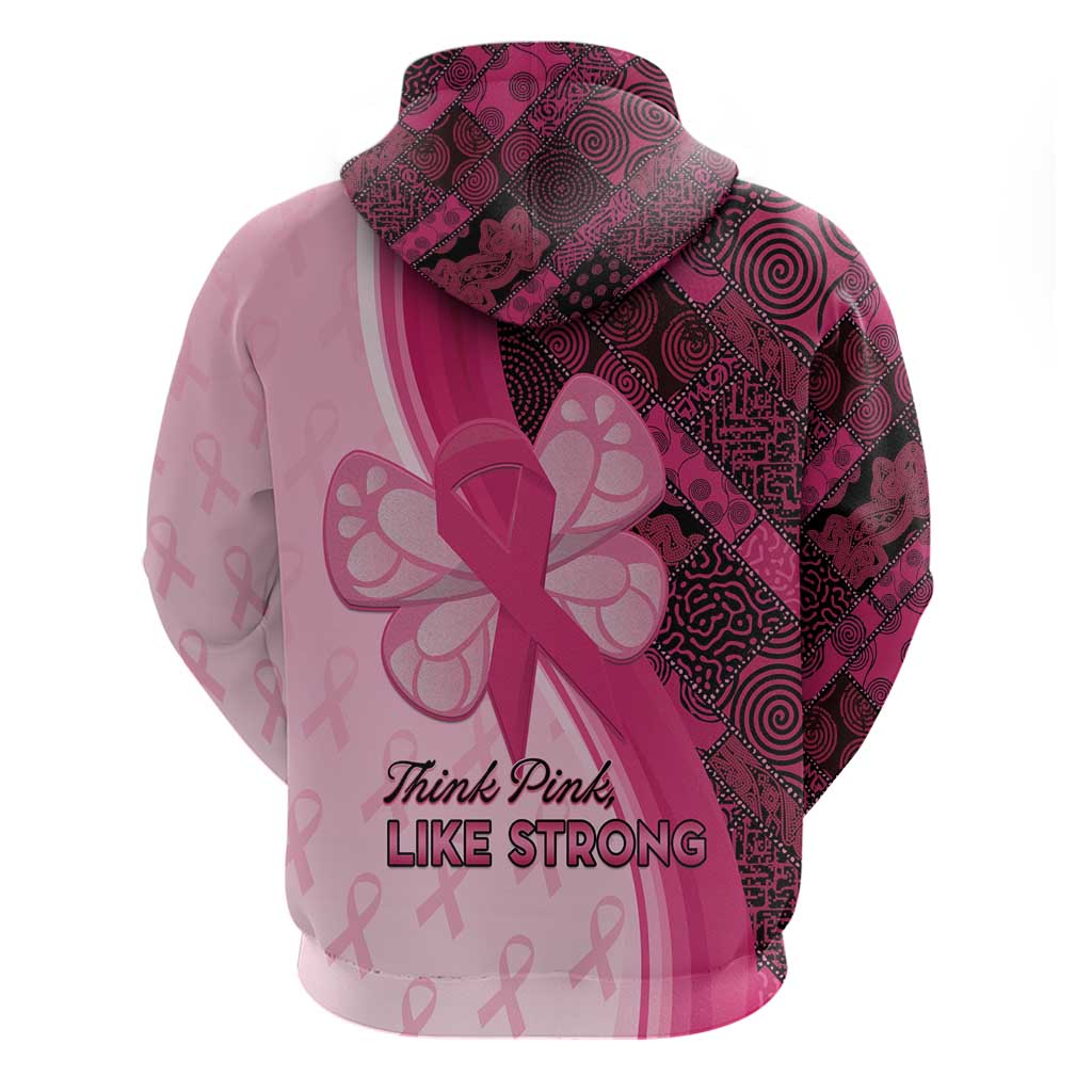 Breast Cancer Awareness Zip Hoodie Think Pink - African Pattern - African Pride