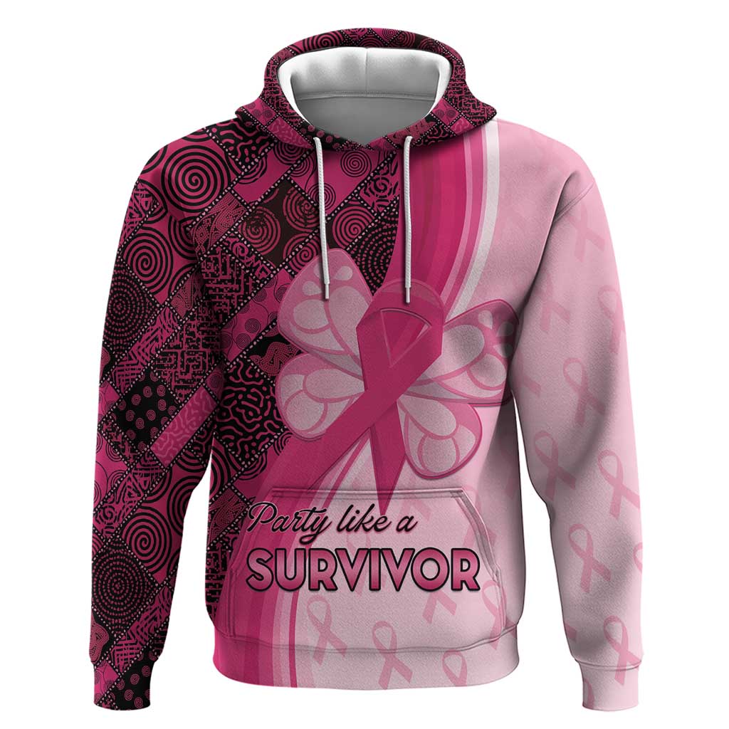 Breast Cancer Awareness Zip Hoodie Think Pink - African Pattern - African Pride