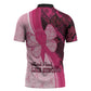 Breast Cancer Awareness Zipper Polo Shirt Party Like A Survivor - Pink African Pattern