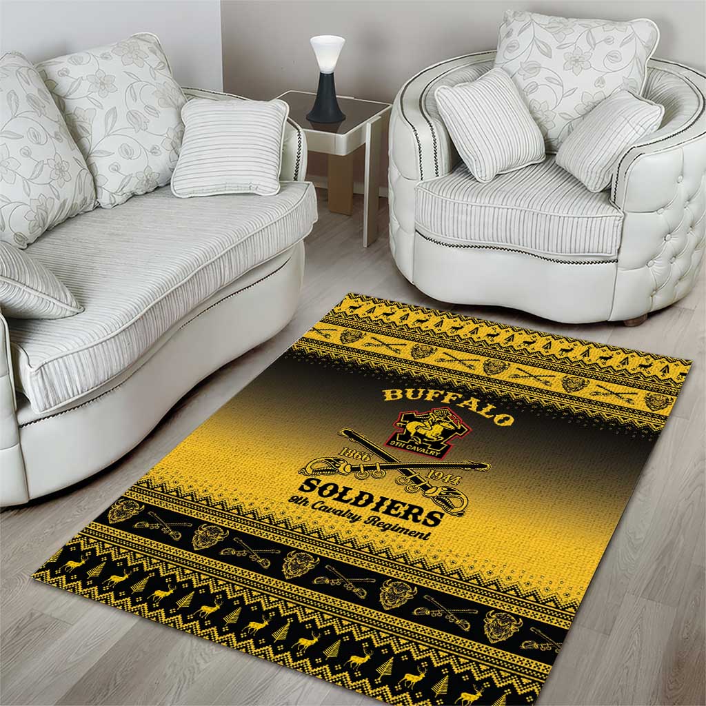Afro Christmas Buffalo Soldiers Area Rug 9th Cavalry Regiment - African Pride