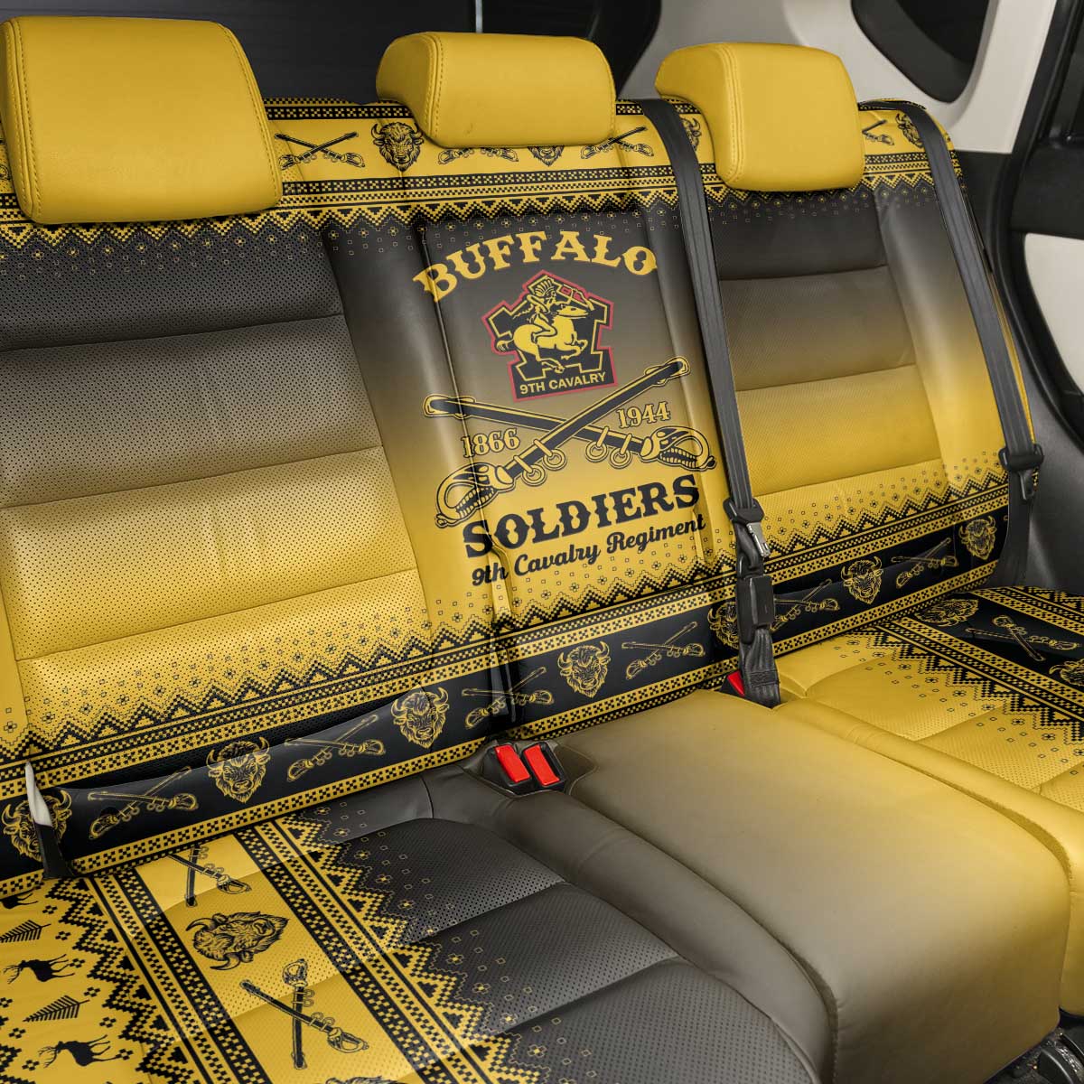 Afro Christmas Buffalo Soldiers Back Car Seat Cover 9th Cavalry Regiment - African Pride