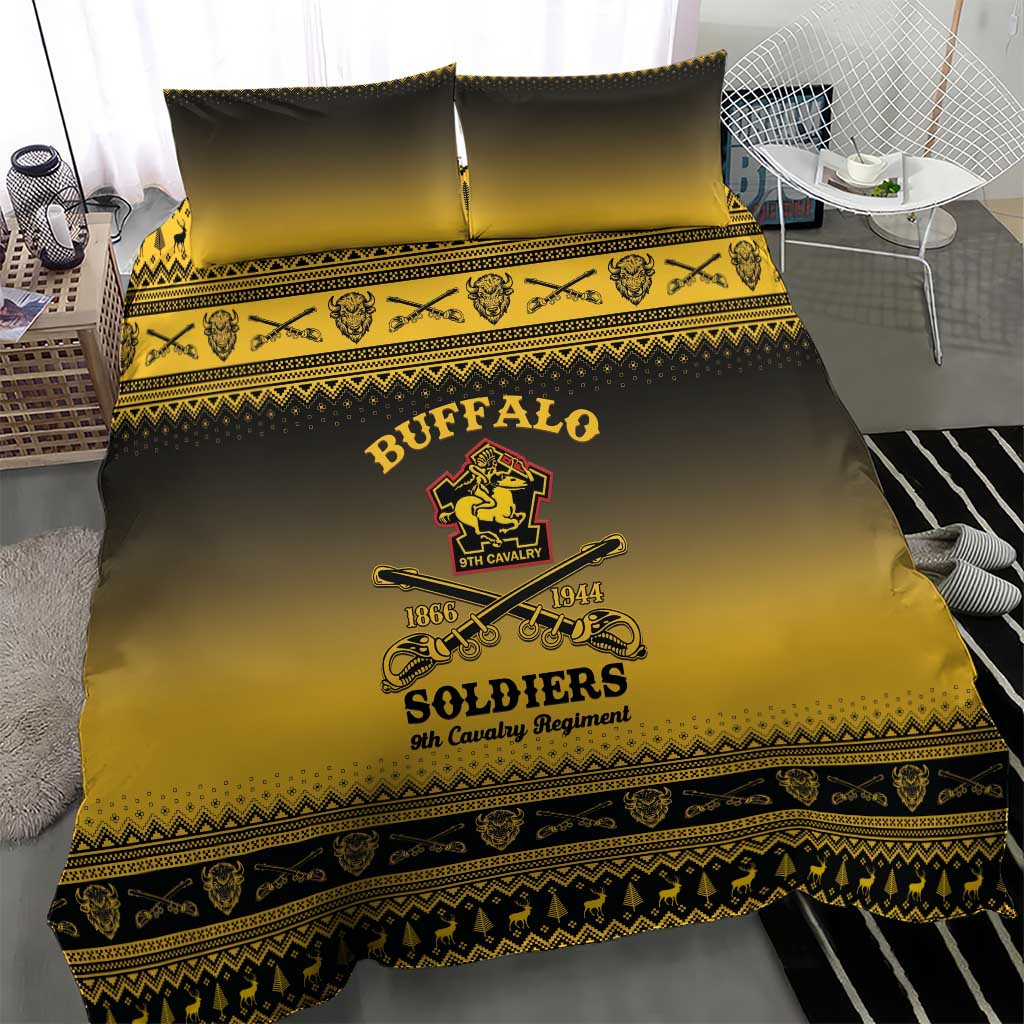 Afro Christmas Buffalo Soldiers Bedding Set 9th Cavalry Regiment - African Pride