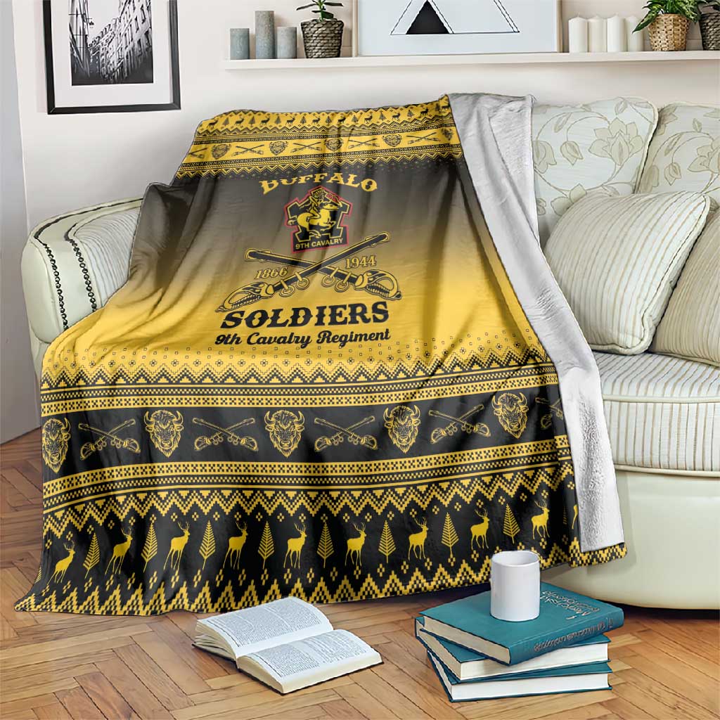 Afro Christmas Buffalo Soldiers Blanket 9th Cavalry Regiment - African Pride