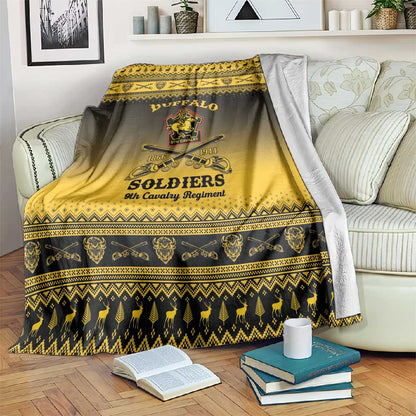 Afro Christmas Buffalo Soldiers Blanket 9th Cavalry Regiment - African Pride