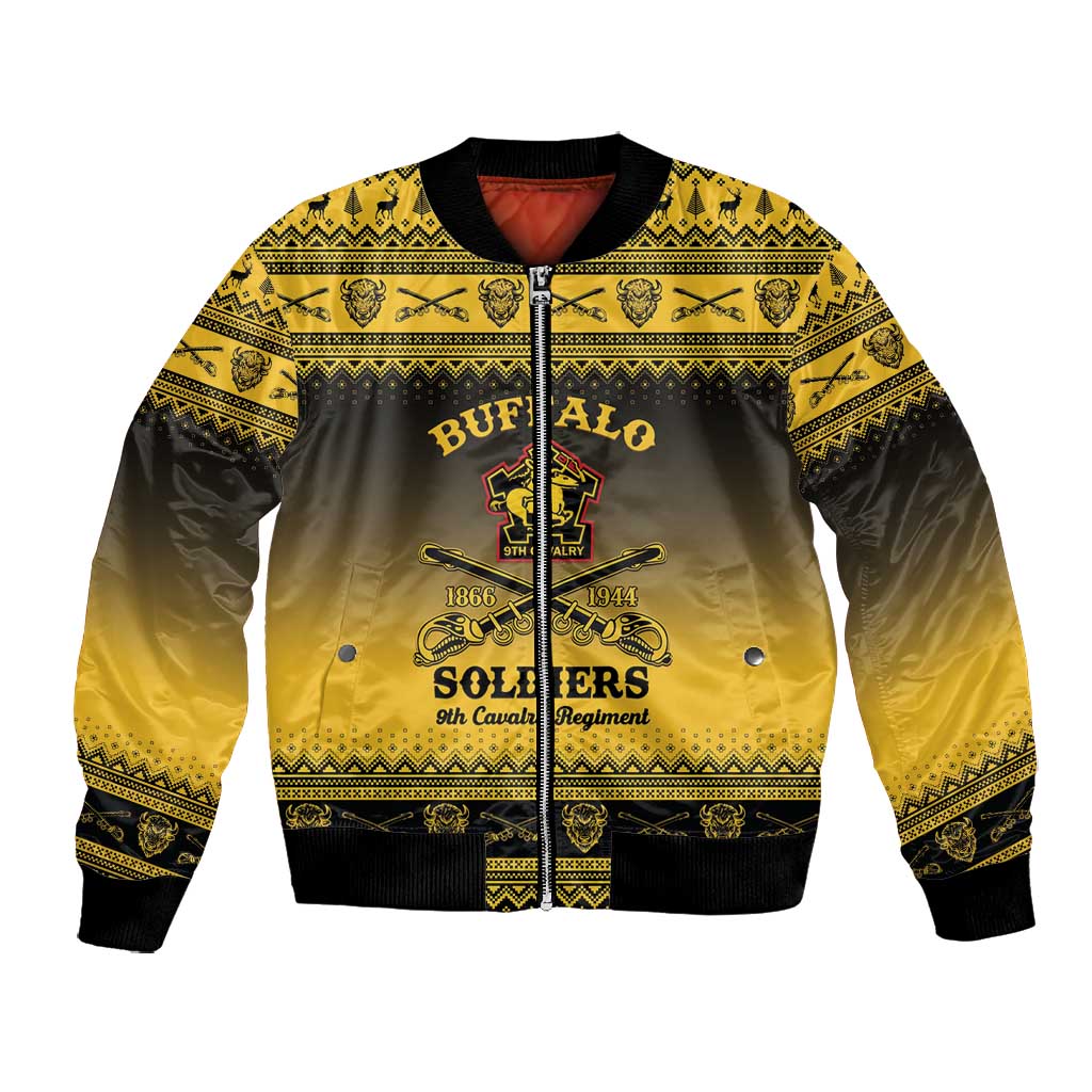 Afro Christmas Buffalo Soldiers Bomber Jacket 9th Cavalry Regiment - African Pride