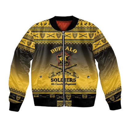Afro Christmas Buffalo Soldiers Bomber Jacket 9th Cavalry Regiment - African Pride
