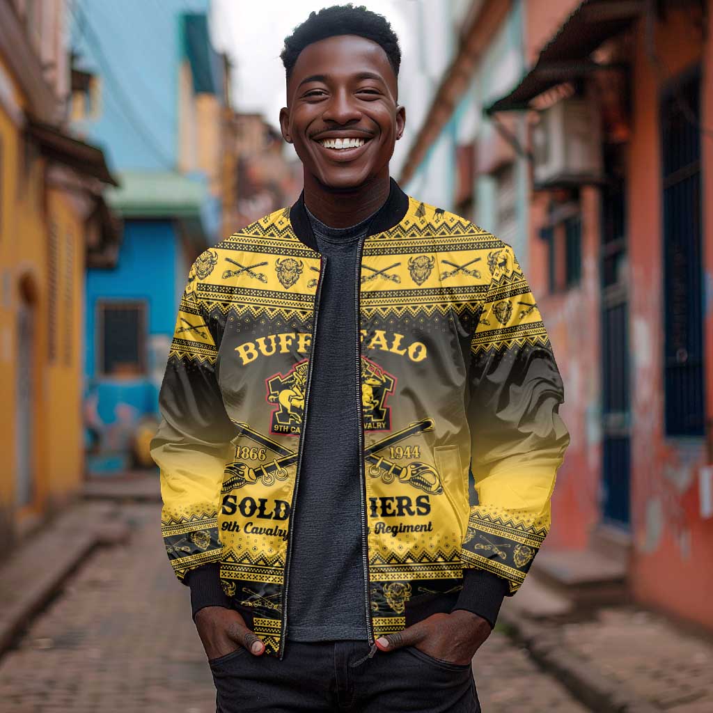 Afro Christmas Buffalo Soldiers Bomber Jacket 9th Cavalry Regiment - African Pride