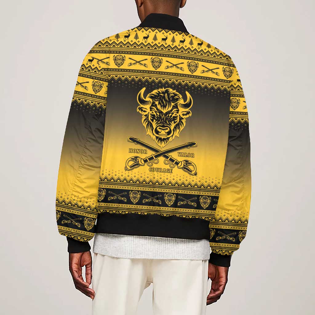 Afro Christmas Buffalo Soldiers Bomber Jacket 9th Cavalry Regiment - African Pride