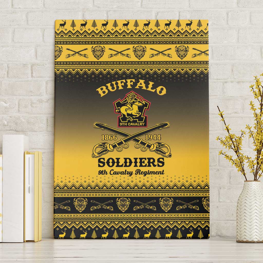 Afro Christmas Buffalo Soldiers Canvas Wall Art 9th Cavalry Regiment - African Pride