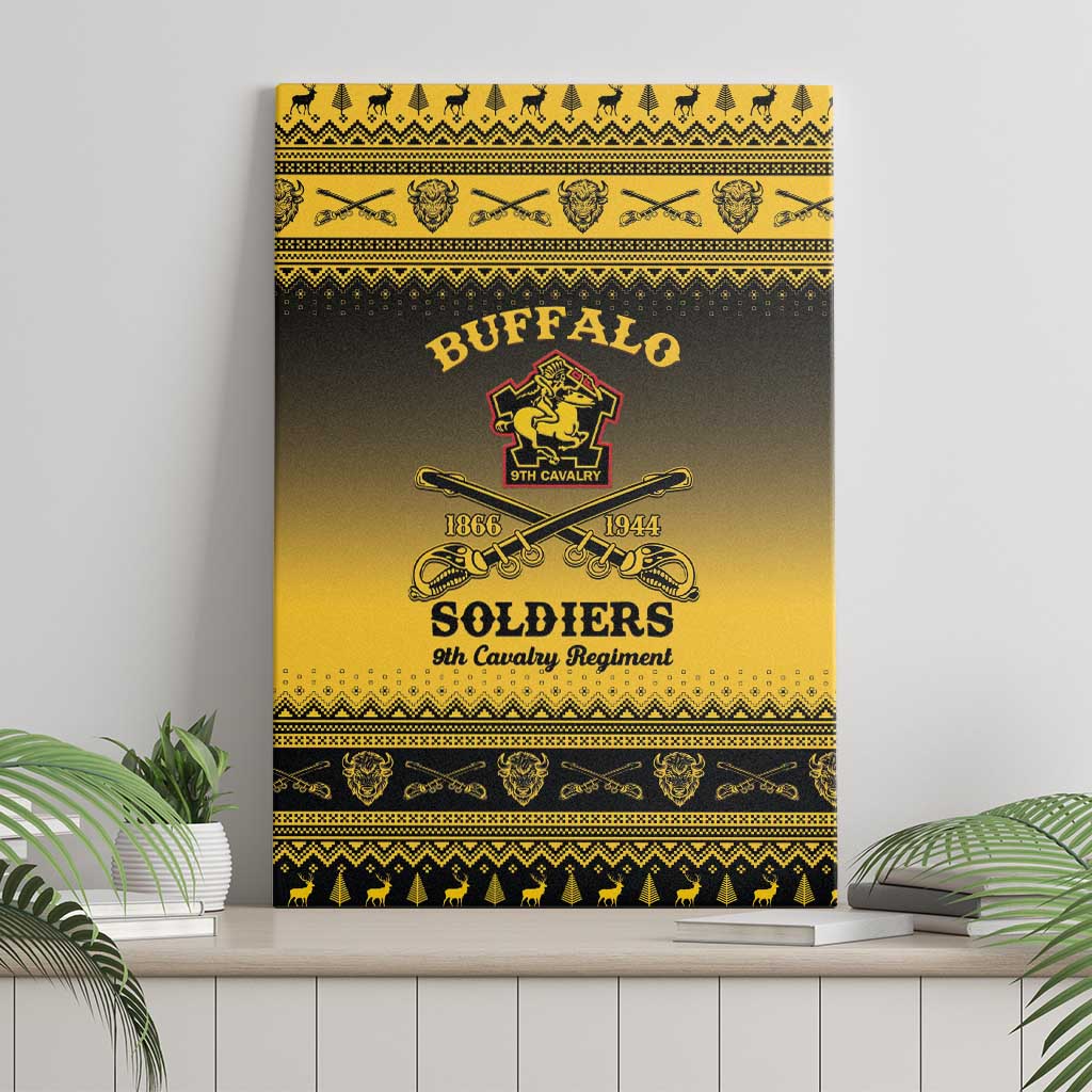 Afro Christmas Buffalo Soldiers Canvas Wall Art 9th Cavalry Regiment - African Pride