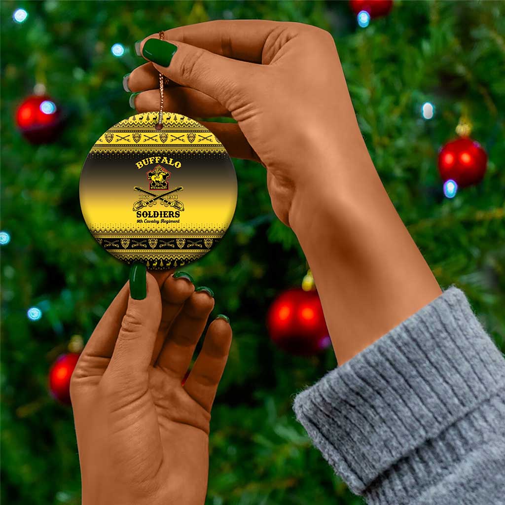 Afro Christmas Buffalo Soldiers Ceramic Ornament 9th Cavalry Regiment - African Pride