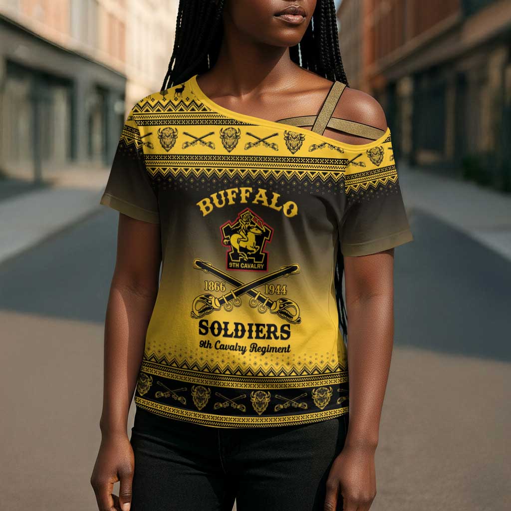 Buffalo Soldiers Christmas Cross Shoulder Shirt 9th Cavalry Regiment