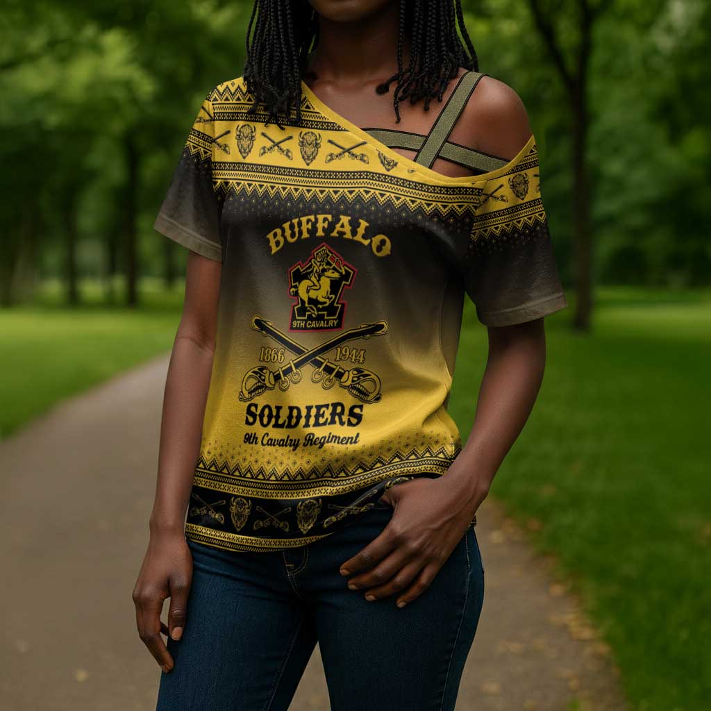 Buffalo Soldiers Christmas Cross Shoulder Shirt 9th Cavalry Regiment
