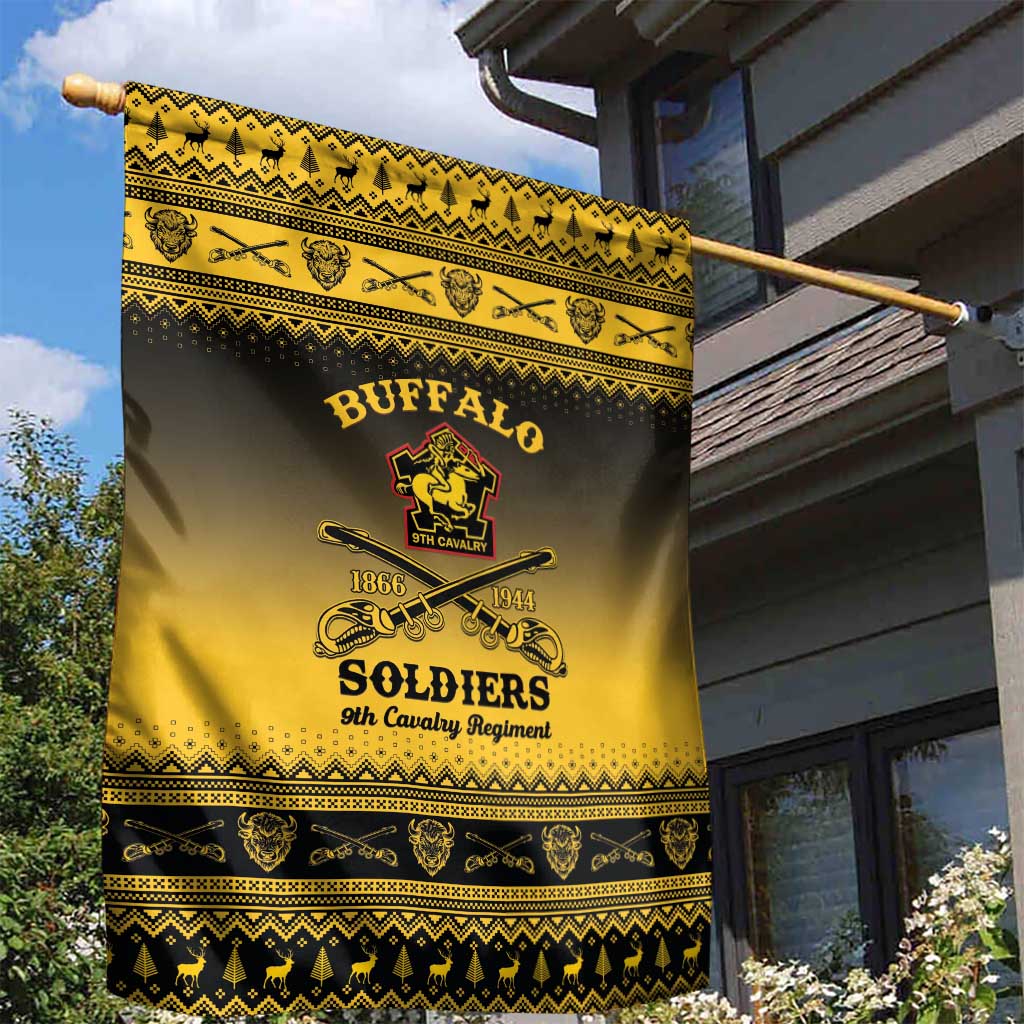 Afro Christmas Buffalo Soldiers Garden Flag 9th Cavalry Regiment - African Pride