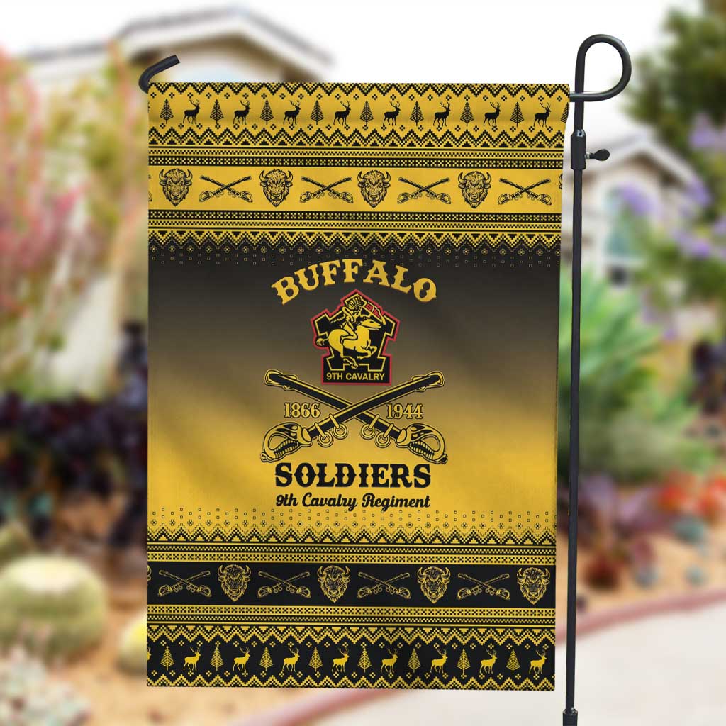 Afro Christmas Buffalo Soldiers Garden Flag 9th Cavalry Regiment - African Pride