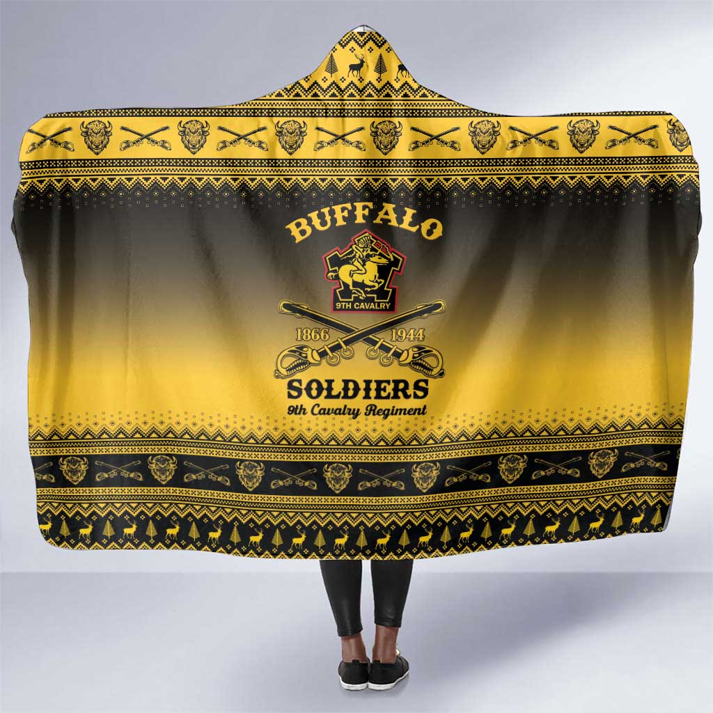 Afro Christmas Buffalo Soldiers Hooded Blanket 9th Cavalry Regiment - African Pride