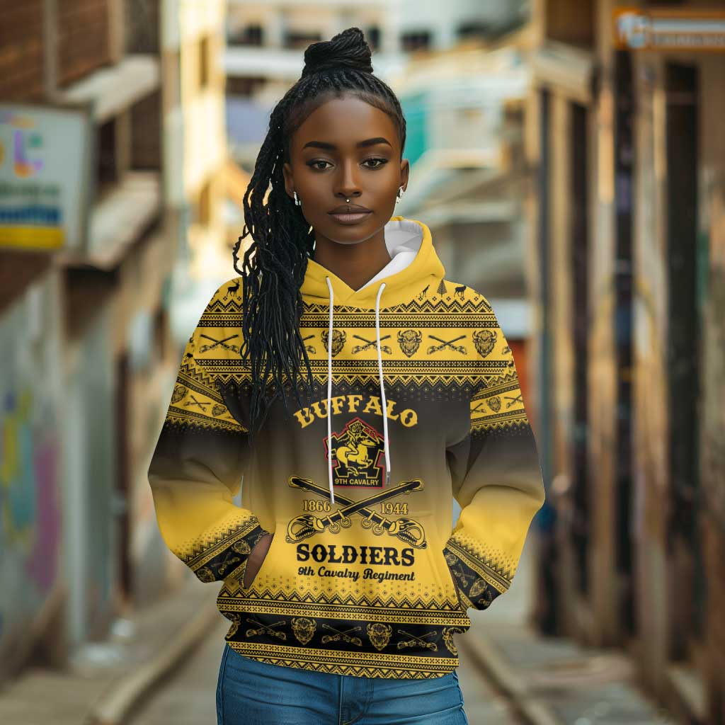 Afro Christmas Buffalo Soldiers Hoodie 9th Cavalry Regiment - African Pride