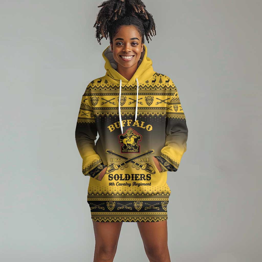 Afro Christmas Buffalo Soldiers Hoodie Dress 9th Cavalry Regiment - African Pride
