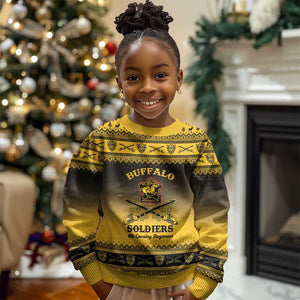 Afro Christmas Buffalo Soldiers Kid Ugly Christmas Sweater 9th Cavalry Regiment - African Pride