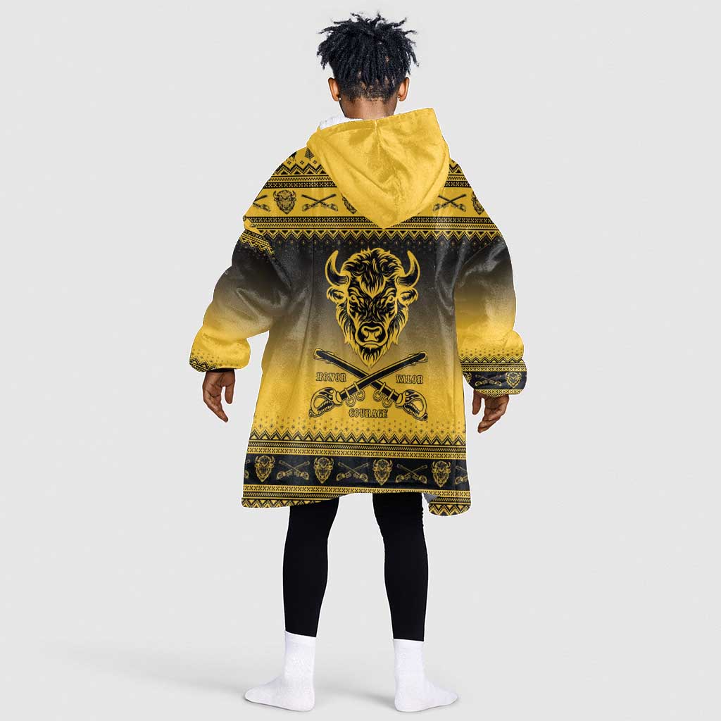 Afro Christmas Buffalo Soldiers Kid Wearable Blanket Hoodie 9th Cavalry Regiment - African Pride