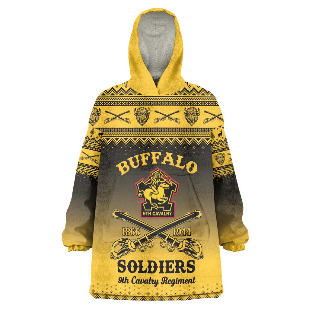 Afro Christmas Buffalo Soldiers Kid Wearable Blanket Hoodie 9th Cavalry Regiment - African Pride