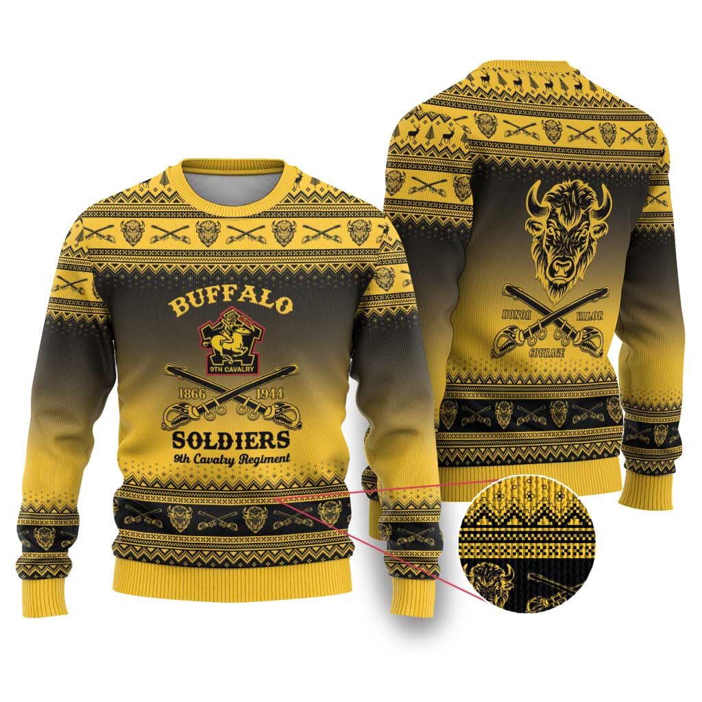 Afro Christmas Buffalo Soldiers Ugly Christmas Sweater 9th Cavalry Regiment - African Pride