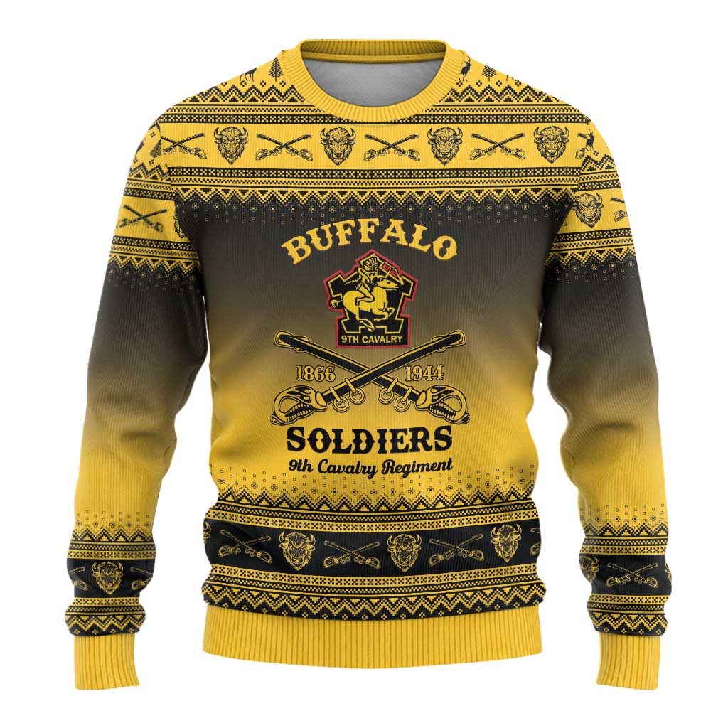 Afro Christmas Buffalo Soldiers Ugly Christmas Sweater 9th Cavalry Regiment - African Pride