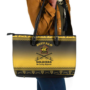 Afro Christmas Buffalo Soldiers Leather Tote Bag 9th Cavalry Regiment - African Pride