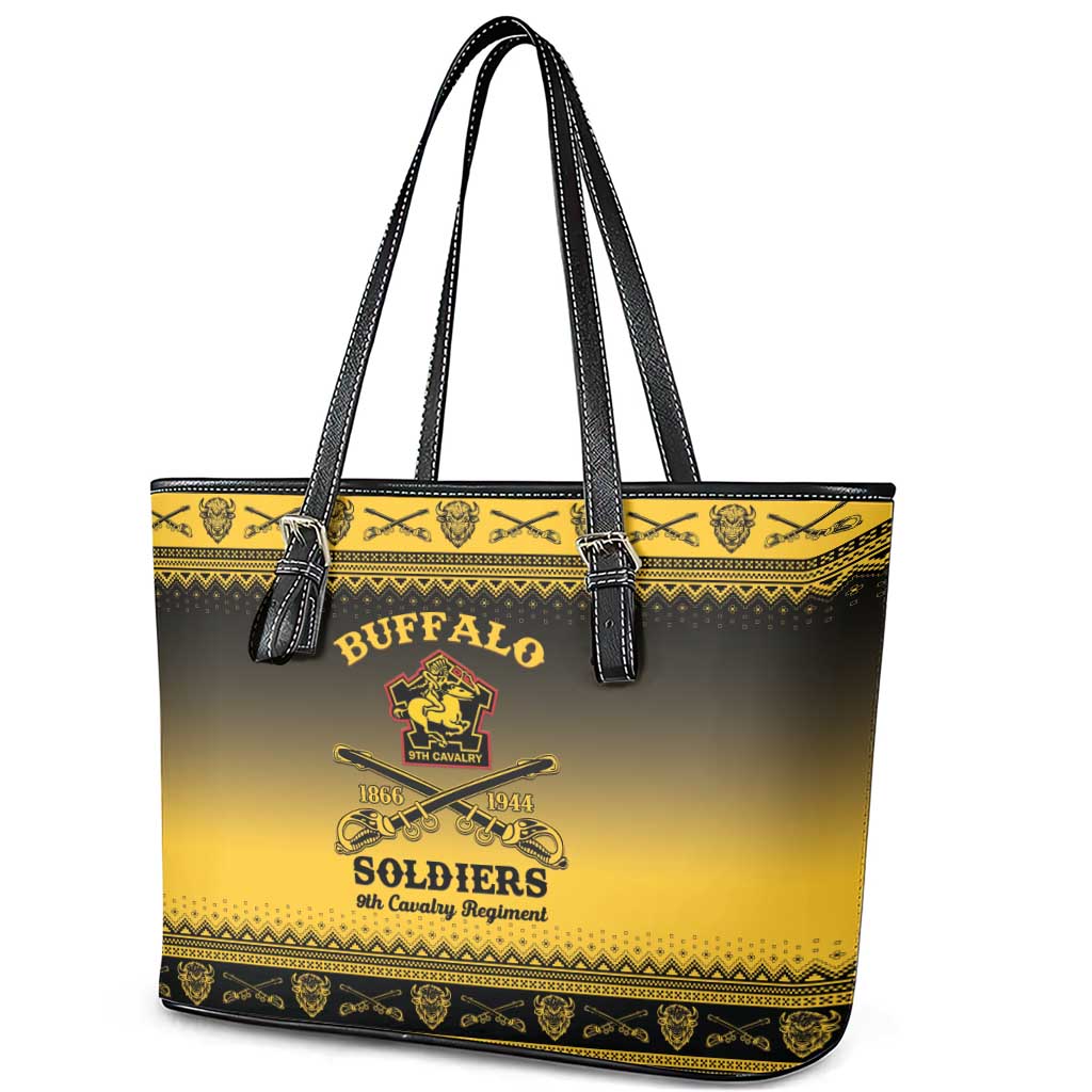 Afro Christmas Buffalo Soldiers Leather Tote Bag 9th Cavalry Regiment - African Pride