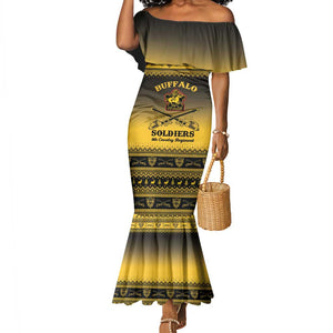 Afro Christmas Buffalo Soldiers Mermaid Dress 9th Cavalry Regiment - African Pride