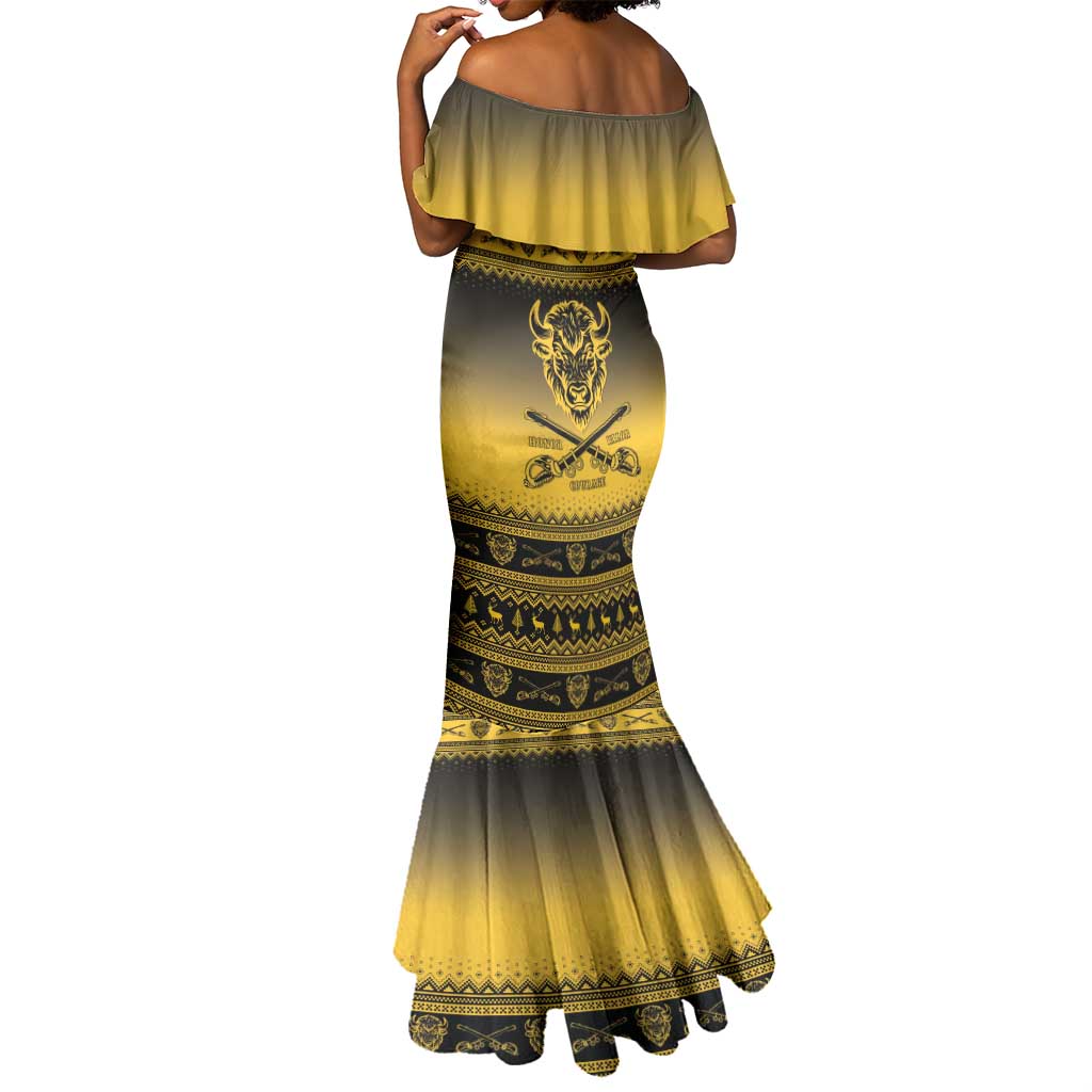 Afro Christmas Buffalo Soldiers Mermaid Dress 9th Cavalry Regiment - African Pride