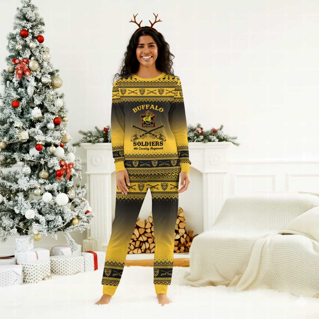 Afro Christmas Buffalo Soldiers Christmas Pajama Set 9th Cavalry Regiment - African Pride