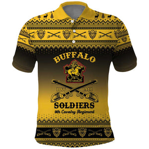 Afro Christmas Buffalo Soldiers Polo Shirt 9th Cavalry Regiment - African Pride