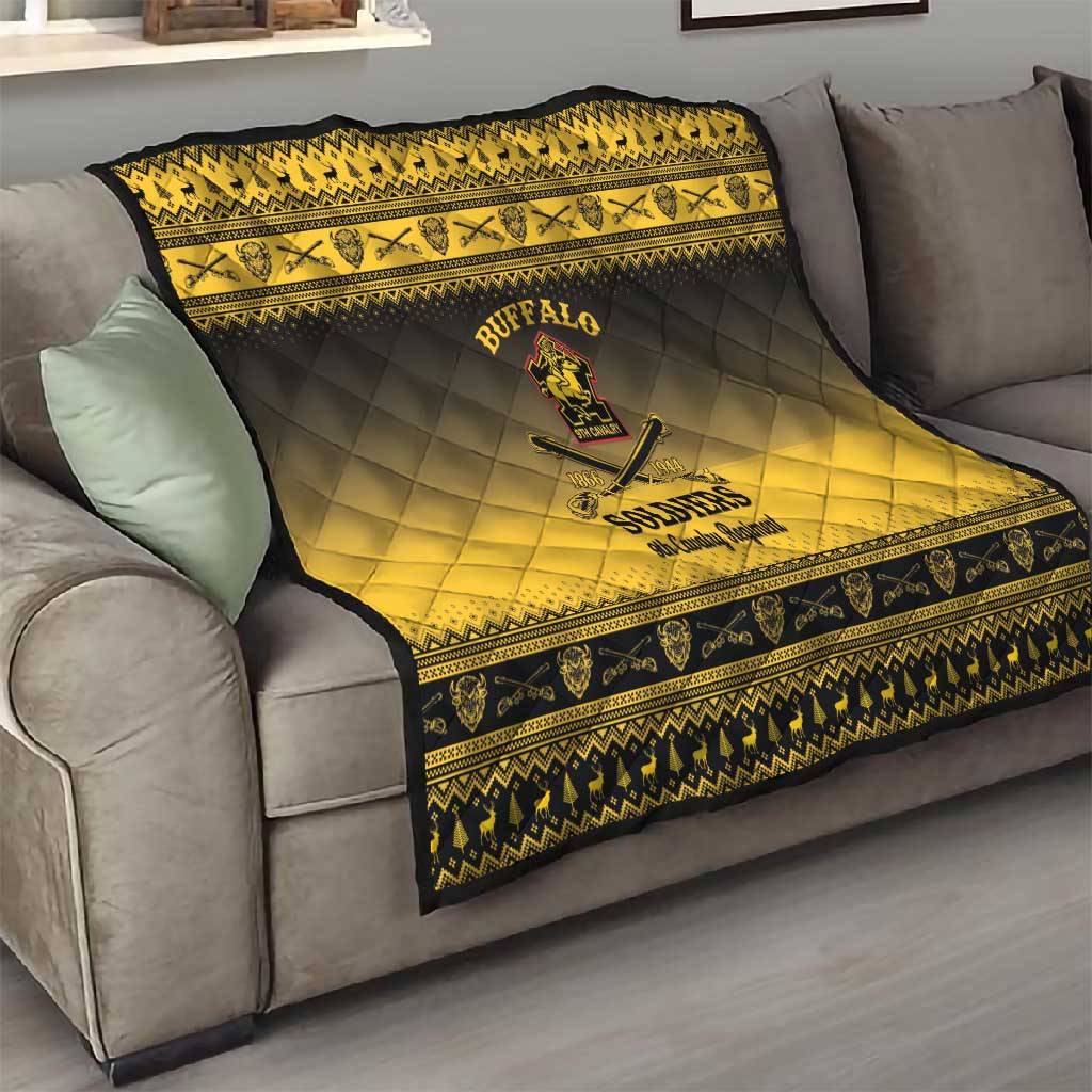 Afro Christmas Buffalo Soldiers Quilt 9th Cavalry Regiment - African Pride