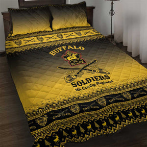Afro Christmas Buffalo Soldiers Quilt Bed Set 9th Cavalry Regiment - African Pride