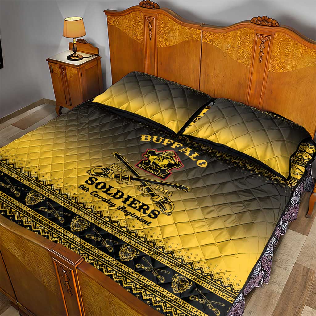 Afro Christmas Buffalo Soldiers Quilt Bed Set 9th Cavalry Regiment - African Pride