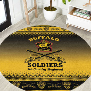 Afro Christmas Buffalo Soldiers Round Carpet 9th Cavalry Regiment - African Pride