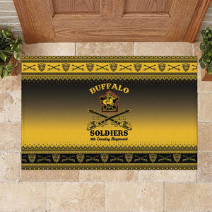 Afro Christmas Buffalo Soldiers Rubber Doormat 9th Cavalry Regiment - African Pride