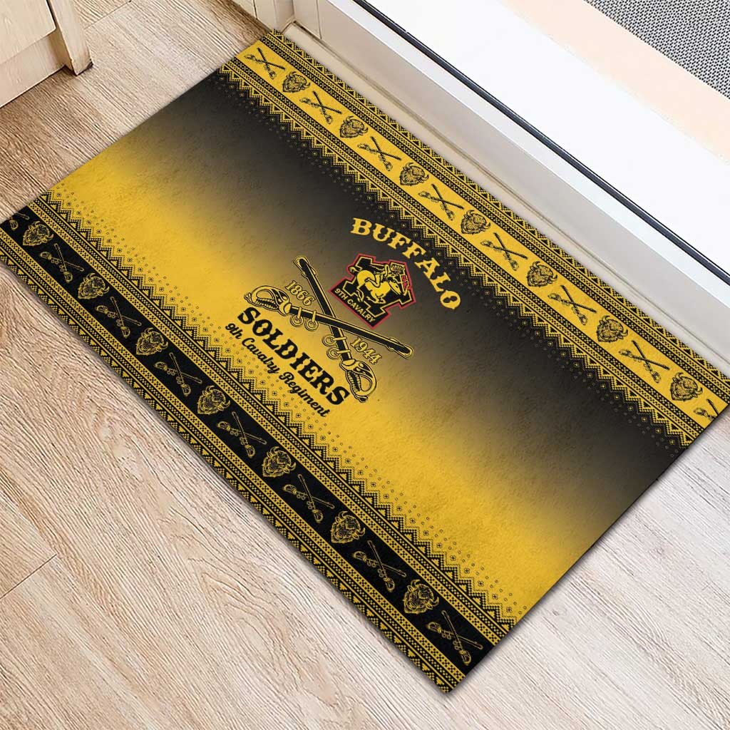 Afro Christmas Buffalo Soldiers Rubber Doormat 9th Cavalry Regiment - African Pride