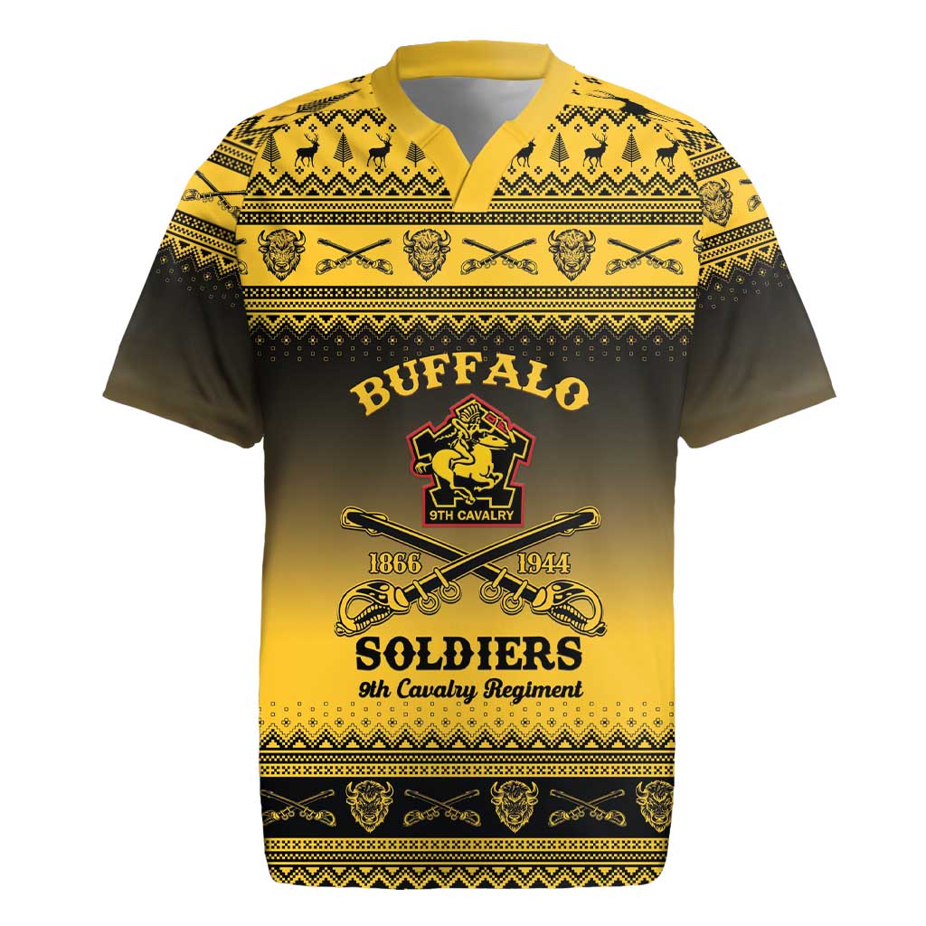 Afro Christmas Buffalo Soldiers Rugby Jersey 9th Cavalry Regiment - African Pride