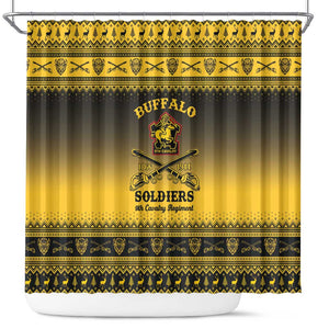 Afro Christmas Buffalo Soldiers Shower Curtain 9th Cavalry Regiment - African Pride