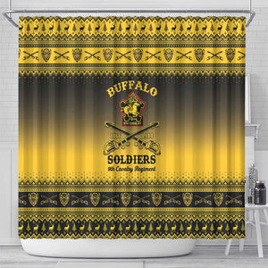 Afro Christmas Buffalo Soldiers Shower Curtain 9th Cavalry Regiment - African Pride