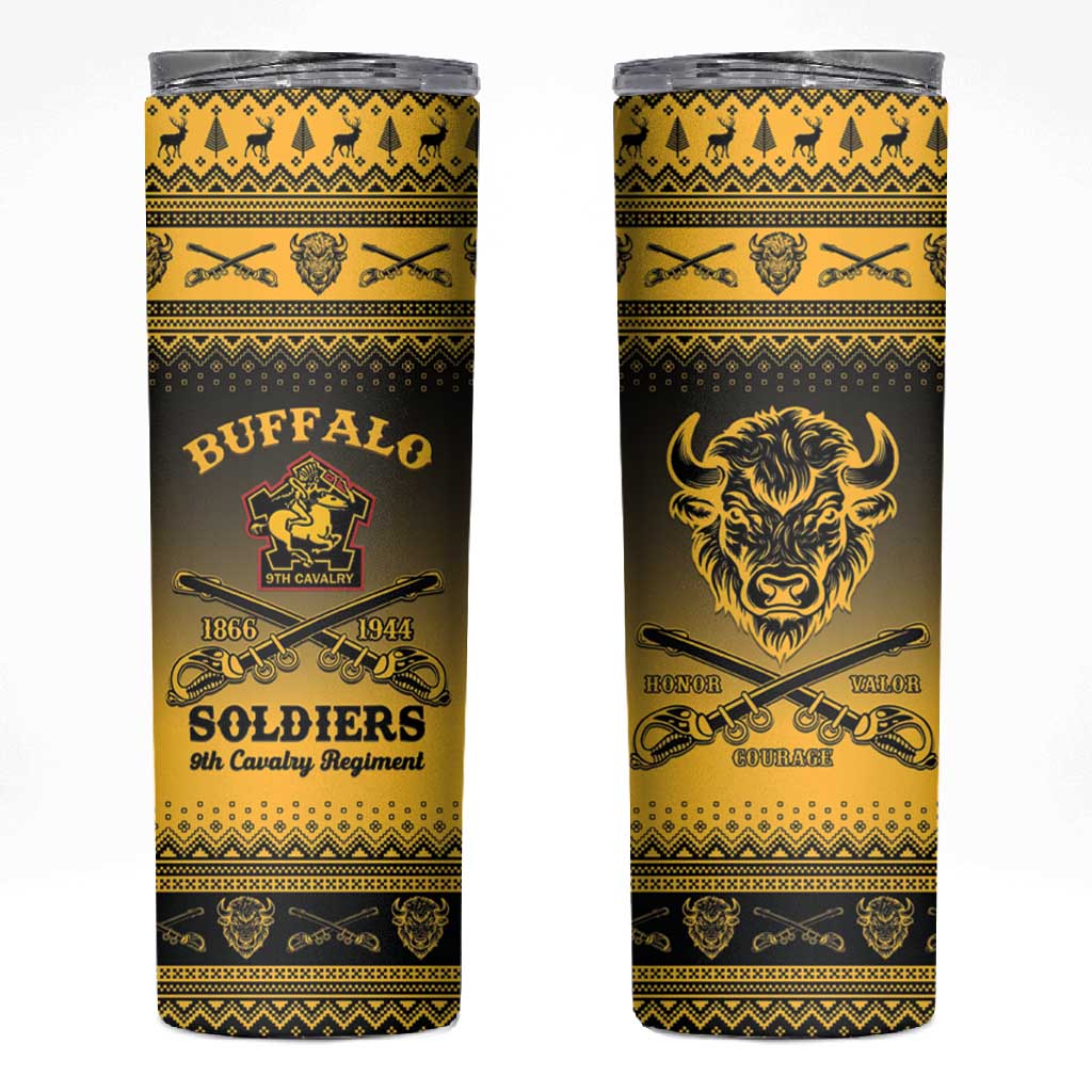 Afro Christmas Buffalo Soldiers Skinny Tumbler 9th Cavalry Regiment - African Pride