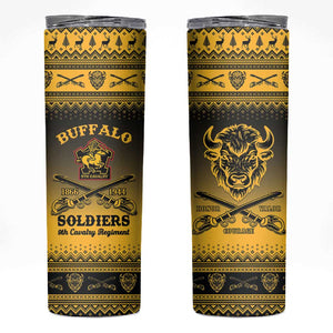 Afro Christmas Buffalo Soldiers Skinny Tumbler 9th Cavalry Regiment - African Pride