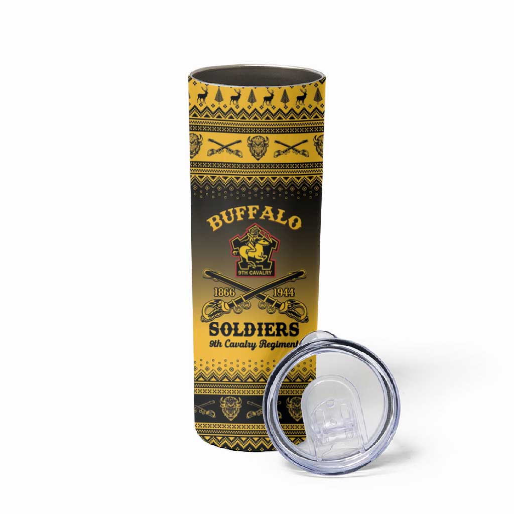 Afro Christmas Buffalo Soldiers Skinny Tumbler 9th Cavalry Regiment - African Pride