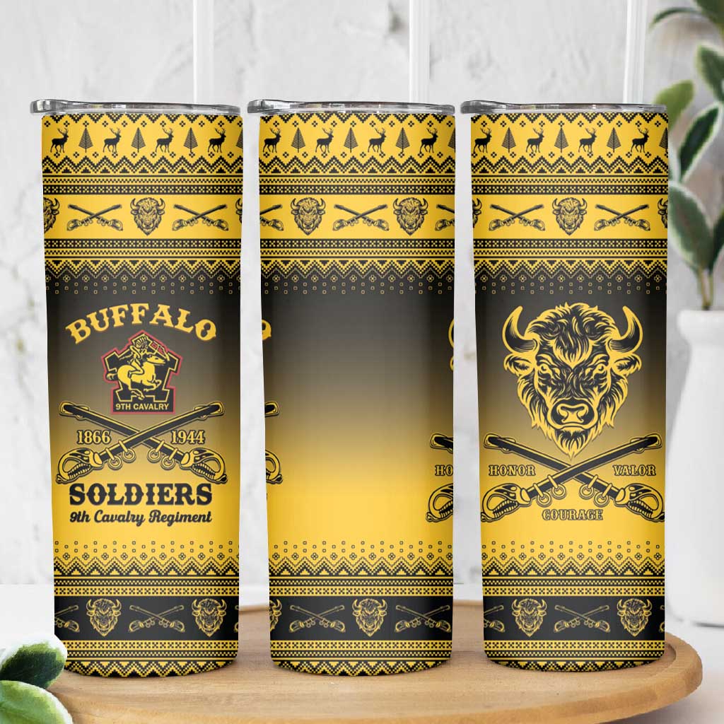 Afro Christmas Buffalo Soldiers Skinny Tumbler 9th Cavalry Regiment - African Pride