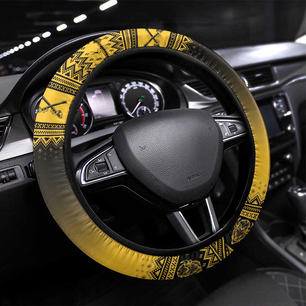 Afro Christmas Buffalo Soldiers Steering Wheel Cover 9th Cavalry Regiment - African Pride