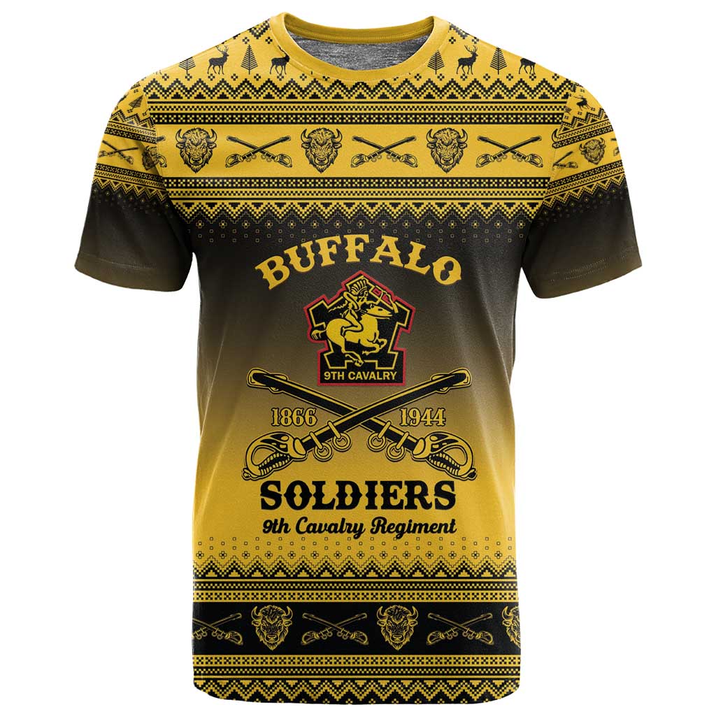 Afro Christmas Buffalo Soldiers T shirt 9th Cavalry Regiment - African Pride