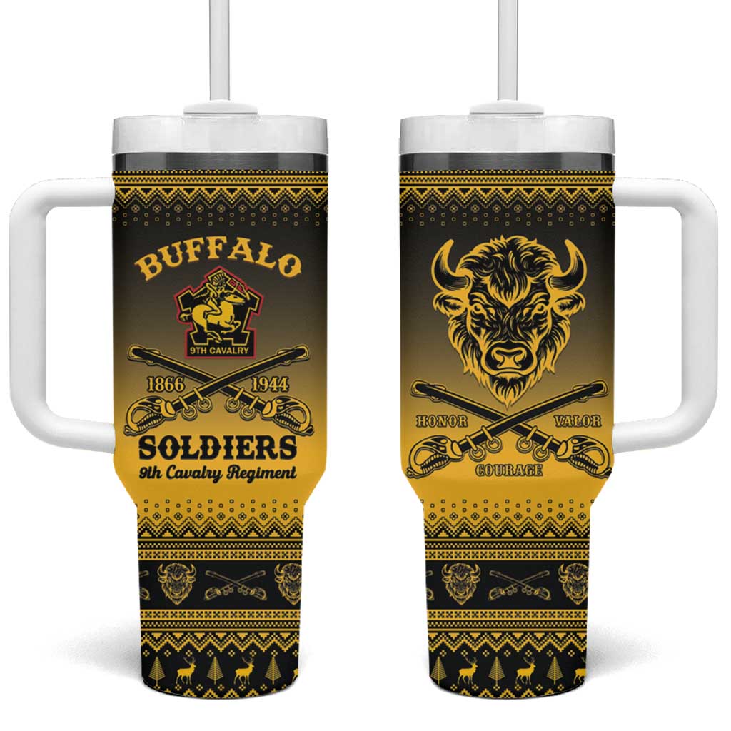 Afro Christmas Buffalo Soldiers Tumbler With Handle 9th Cavalry Regiment - African Pride